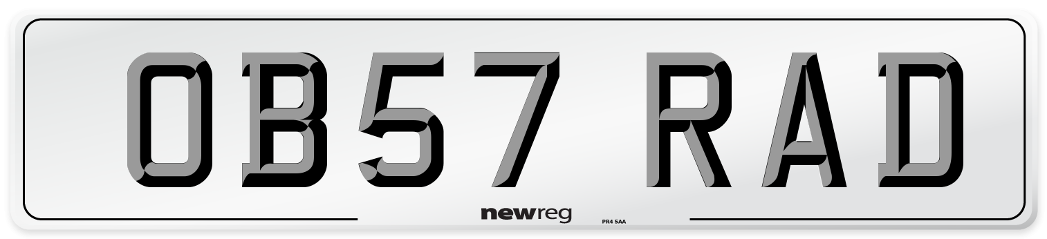 OB57 RAD Number Plate from New Reg